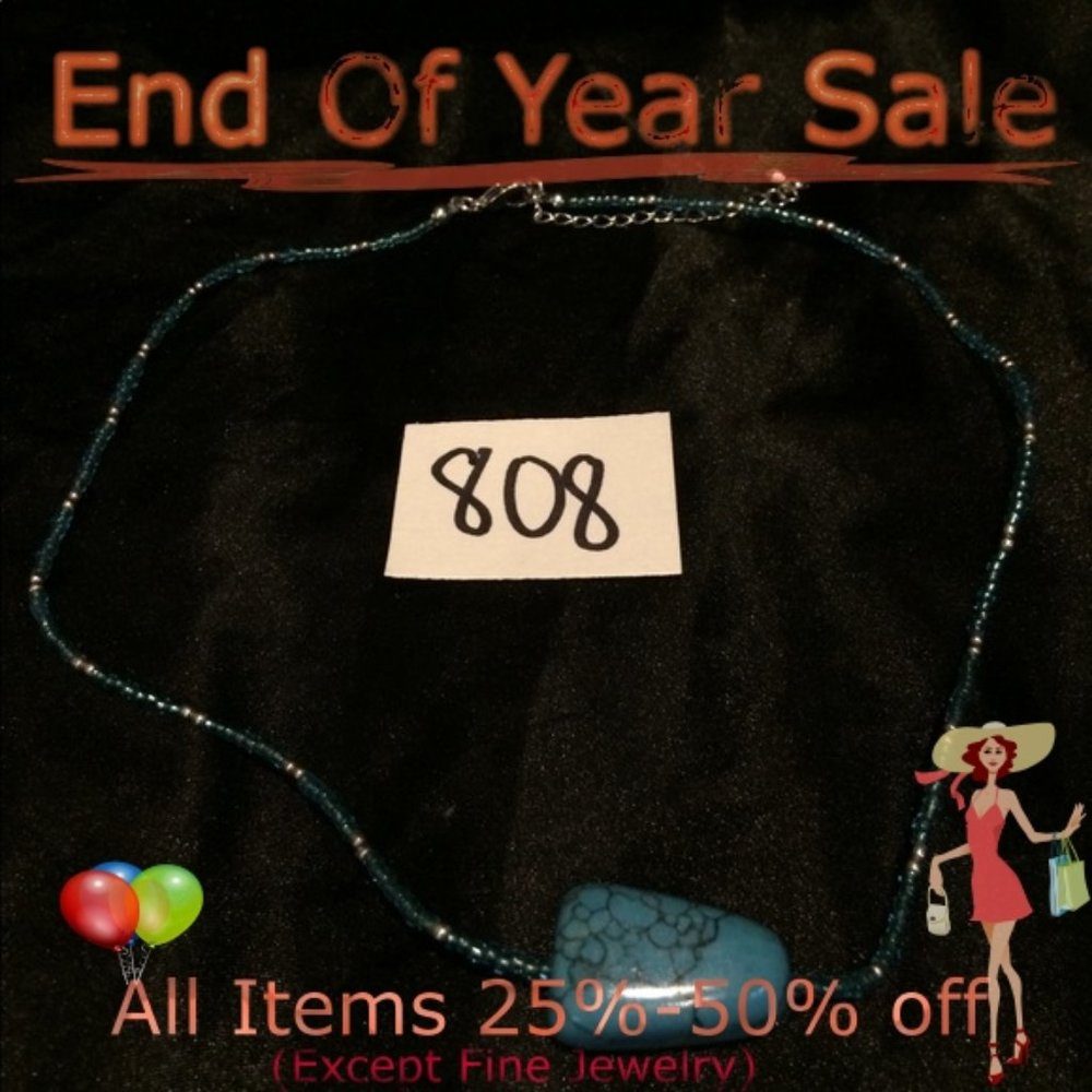 Glass Bead and Turquoise Necklace